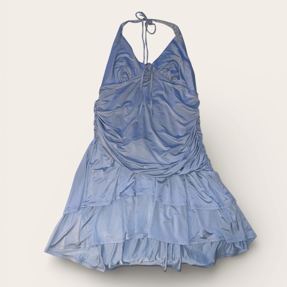 Wild Fable Light Blue Halter Ruffled Mini Dress - Picture 2 of 8
